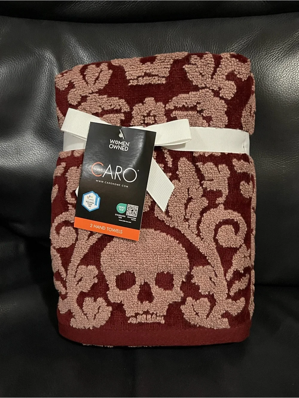 CARO HOME Halloween Skull Hand Towels, Set of 2